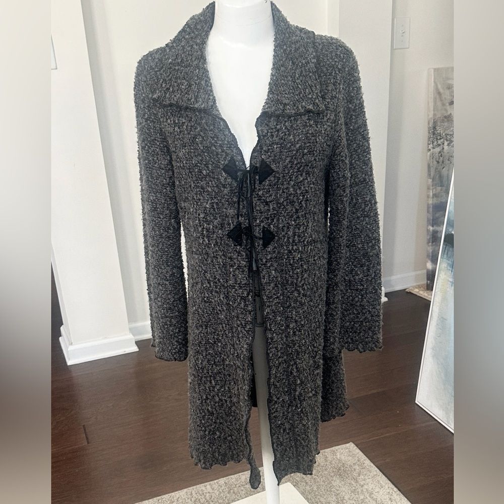 Tribal Long Line Nubby Knit Cardigan Sweater M